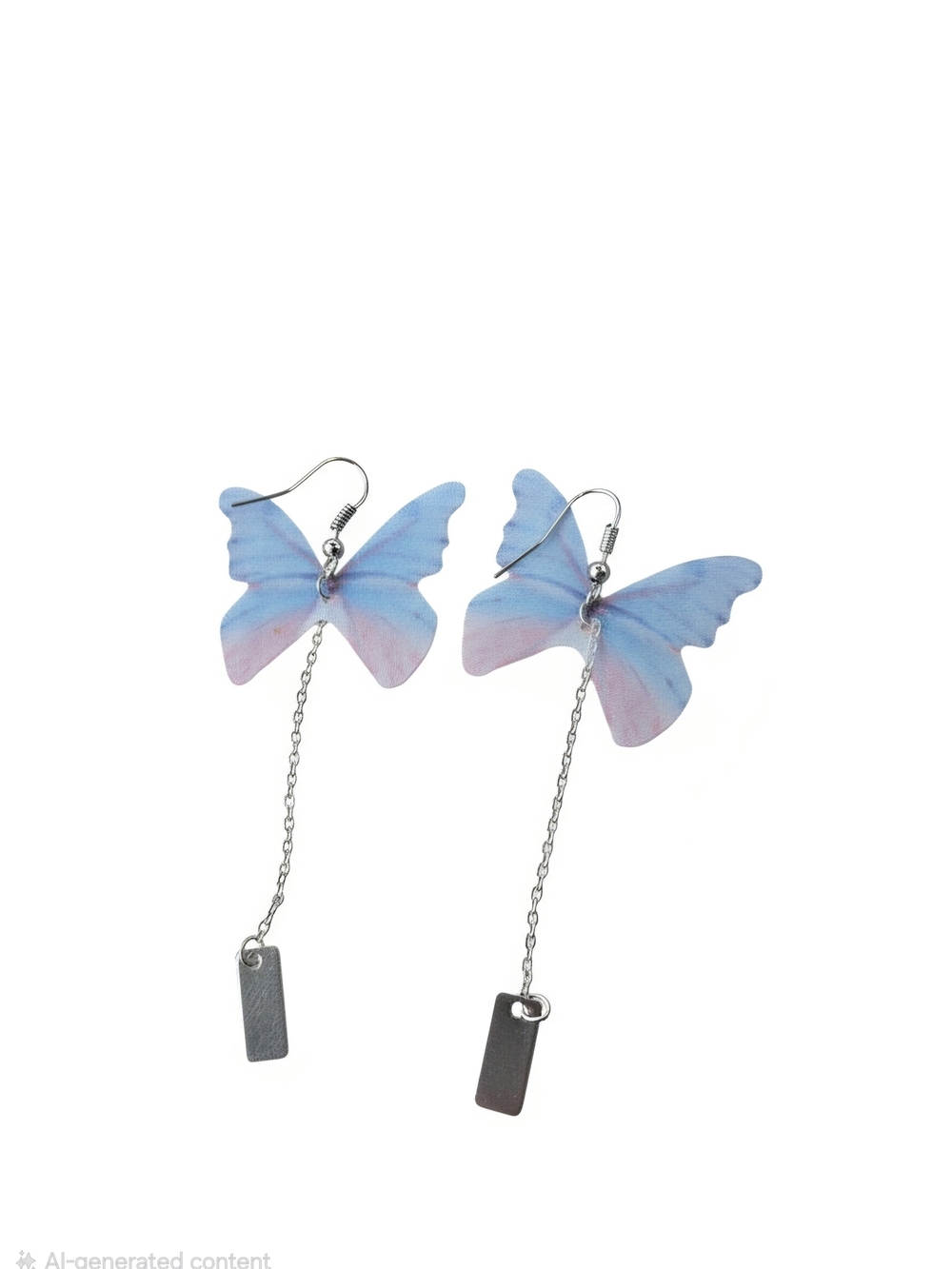 Pastel Blue & Pink Butterfly Chain Drop Earrings